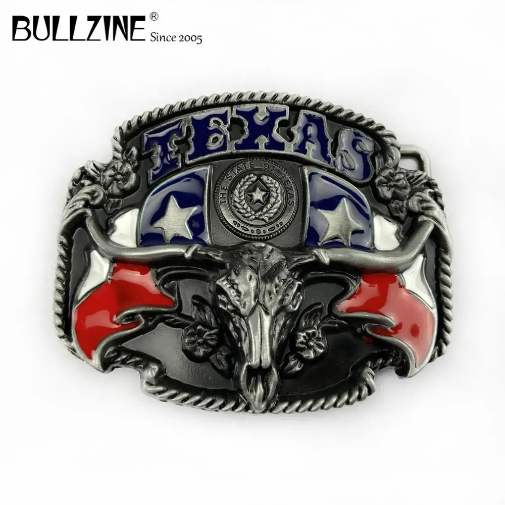 Пряжка для ремня Bullzine Texas bull head с оловянной отделкой FP-02602 подходит шириной 4 см |