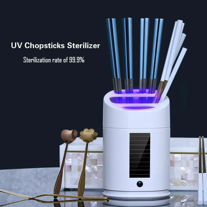 

UV Chopsticks Sterilizer Chopsticks Storage Box Rack With Drainer Spoon Fork Storage Tube Kitchen Accessories Organizer