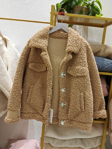 Khaki Осень зима стиль плюс бархат толстый теплый мех ягненка пальто женский короткий мех один корейский свободные женские куртки и пальто - Цвет: Khaki