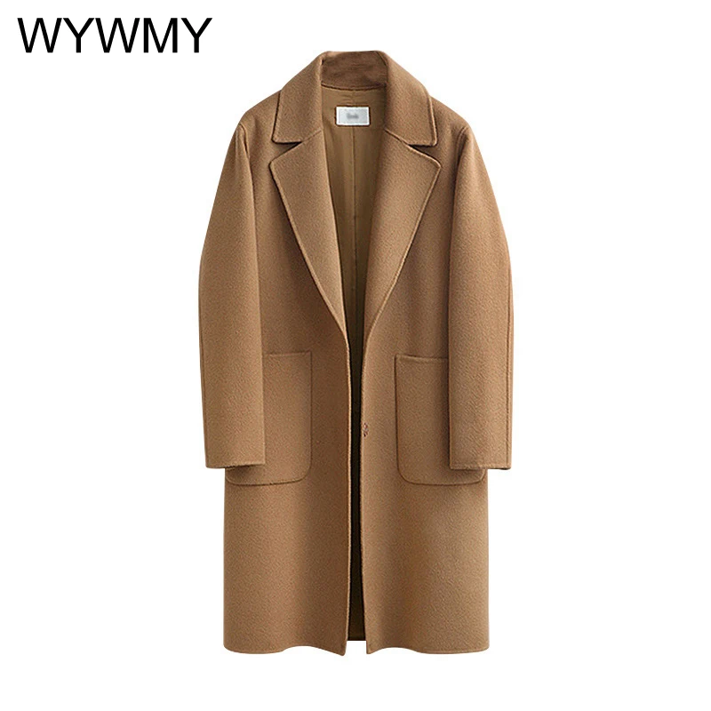 Autumn Coat Women Woolen Coat Casual Plus Size Long Sleeve Thick Jackets Female Vintage Loose Warm Wool Coat Casaco Feminino