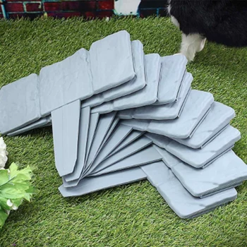

12Pc Grey Garden Fence Edging Cobbled Stone Effect Plastic Lawn Edging Plant Border Decorations Flower Bed Border