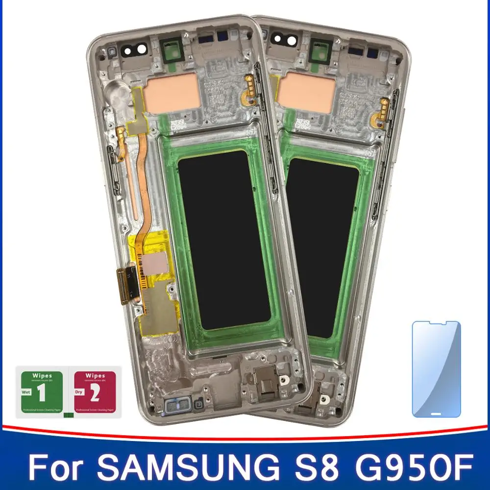 2 шт. ЖК дисплей для Samsung Galaxy Amoled S8 G950F G950FD G9500 G950U с рамкой LCD сенсорный экран