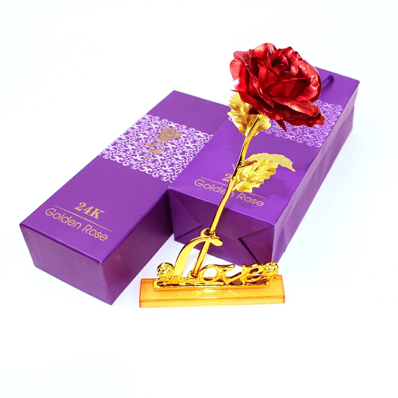 Yo Cho Fiore Artificiale 24K Foil Rosa Regalo Di Natale Galaxy Scatola Di Compleanno Il Giorno Di San Valentino 24K Placcato Oro Rosa Regalo Di Giorno
