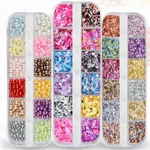 Различные наборы для нейл-арта, золотые блестки, смешанные зеркальные/Русалочки/сахар, круглые чешуйки для ногтей, блестки, инструменты для украшения ногтей