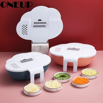 

ONEUP Kitchen Multi-function Vegetable Shredder Household Washing Vegetables And Fruits Two-in-one Drain Basket Washing Basin
