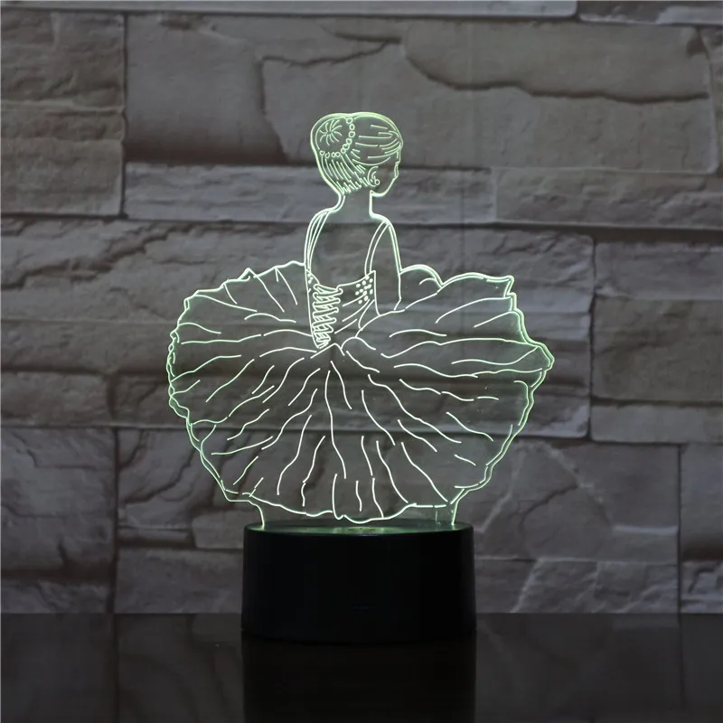 

Ballet Dance Girl Pratice Hard LED Acrylic Night Light with 7 Colors Touch Remote Control Illusion Change Birthday Gift 3D-1809