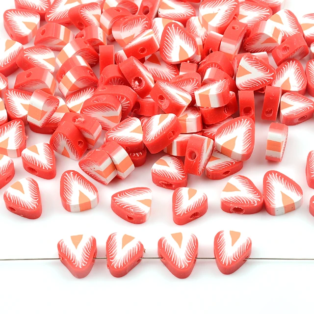 10MM Polymer Clay Beads Colorful heart shaped strawberry Clay Loose Beads  For Jewelry Making DIY Bracelet Earrings Accessories - AliExpress