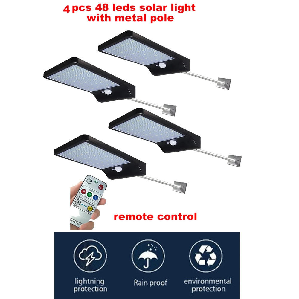 

2/4pcs Solar Powered Lamps 48 LED Waterproof IP65 Sense Light Infrared Sensors Lamp Outdoor Fence Garden Lighting Pathway Wall s