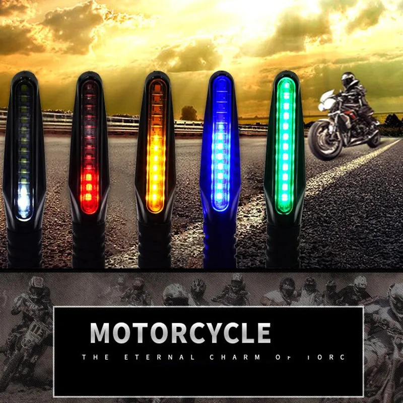 2 шт. универсальный мотоцикл светодиодный гибкий указатель поворота янтарный