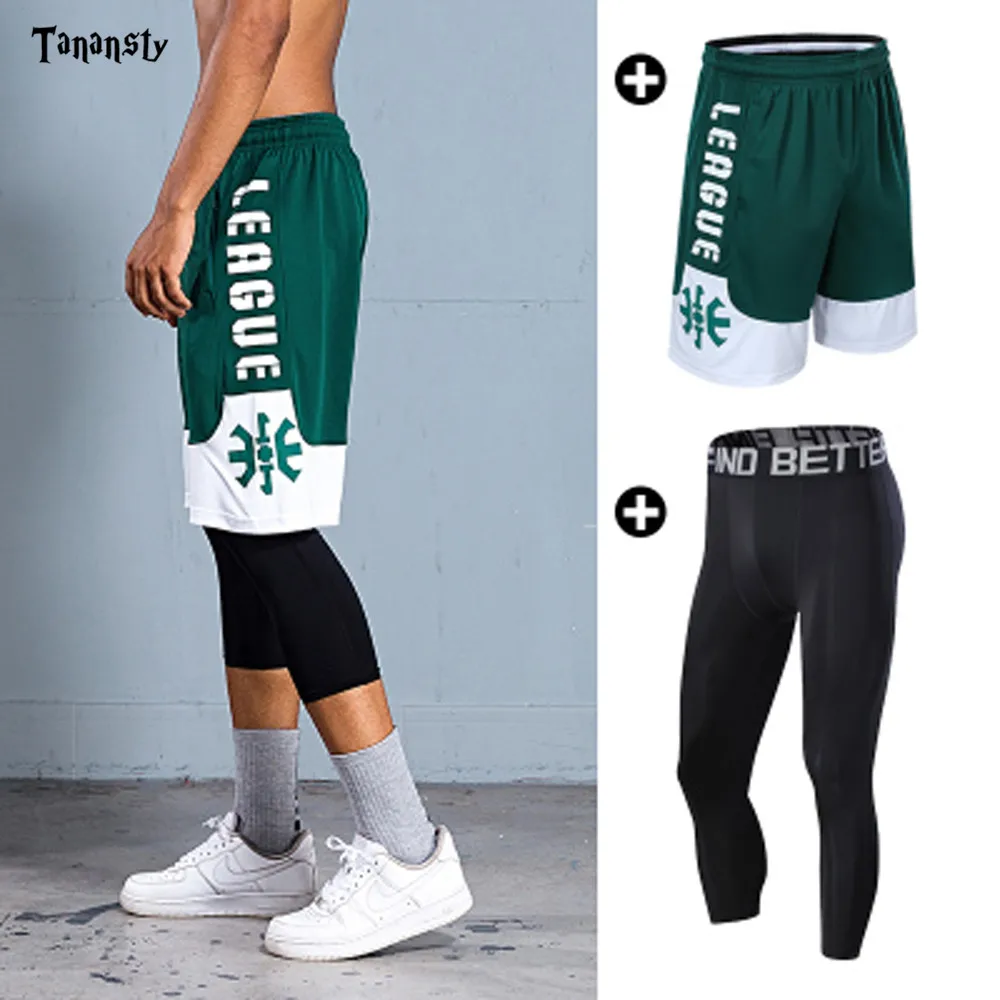 

2020 Men Basketball Shorts set Compression Tights Sportswear Fitness Sportswear Male Leggings Gym Workout Running Yoga clothing