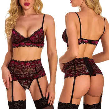 

Sexy Backless Bra And Panty Set Lace Embroidery Lace Seamless Push Up Underwear Briefs Women Wireless Lingerie Sets #3
