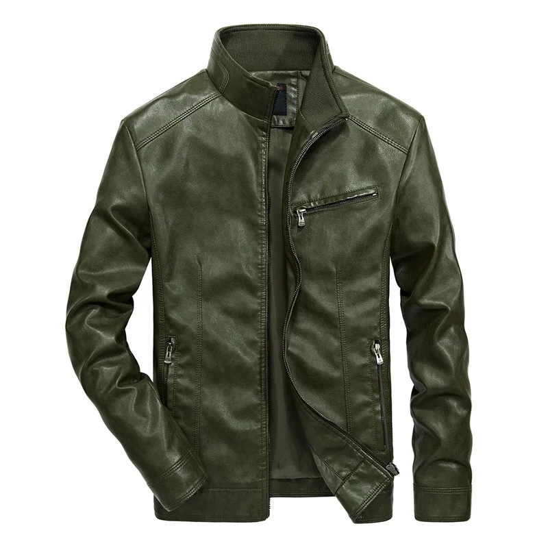 Youth Jacket Loose Coat Man Locomotive Increase Down Leather Clothing Leisure Time Youth Jacket Loose Coat - Цвет: Thin ink green