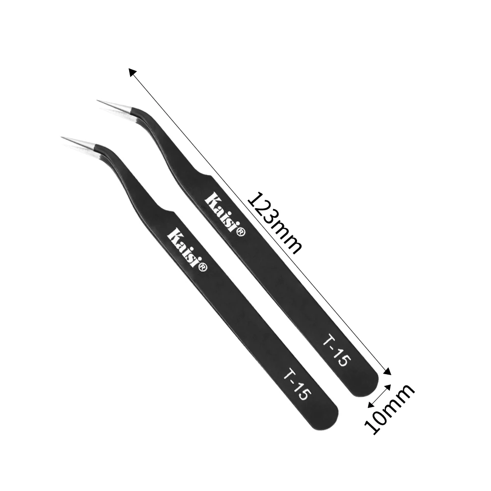 정전기 방지 정밀 핀셋 세트, ESD 스테인레스 스틸 스트레이트 핀셋, 곡선 핀셋, 휴대폰 노트북 수리 도구, 10 개