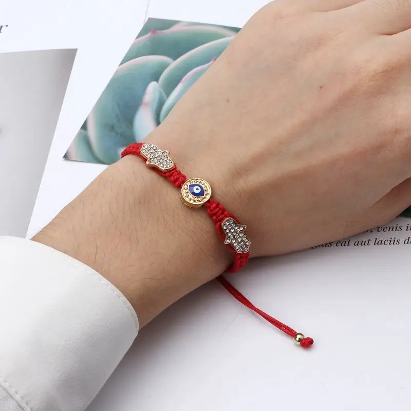 

Classic Evil Eye Bracelet Braided Red String Macrame Kabbalah Jewelry for Women