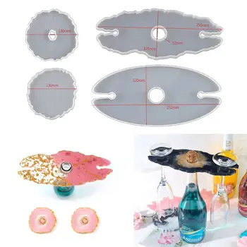 

3Pcs Handmade Wine Glass Rock Epoxy Resin Mold Bottle Shelf Storage Coaster Resin Casting Tray Mould Tools Kit Art Craft