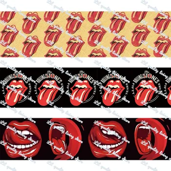 

22mm-75mm Big red tongue printed grosgrain ribbon DIY handmade material Wedding Party Decoration 50 yards