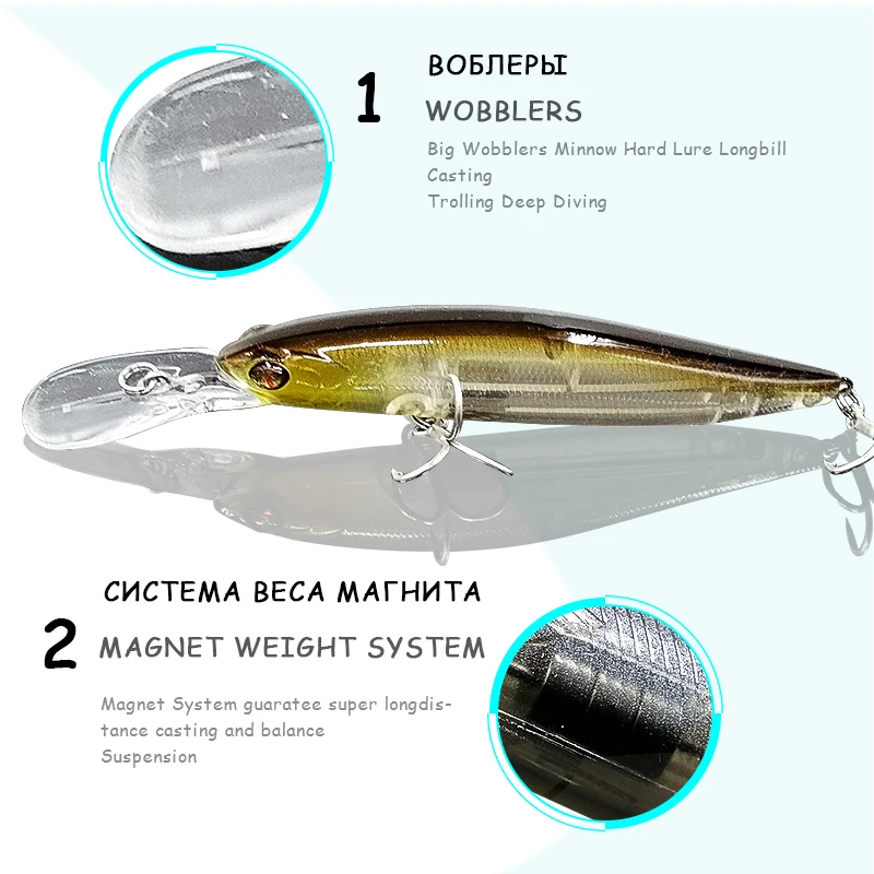 TUYA Wobblers Minnow Fishing Lures Magnet Weight System Trolling Lure Long Casting Artificial Hard Bait Slowly Floating