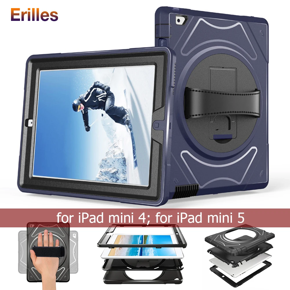 

Solid Casual Table Case with Strap for iPad Mini 4 5 7.9 inch Tablet Protect Cover Shocproof Cases for iPad 7.9 inch Mini 4 5