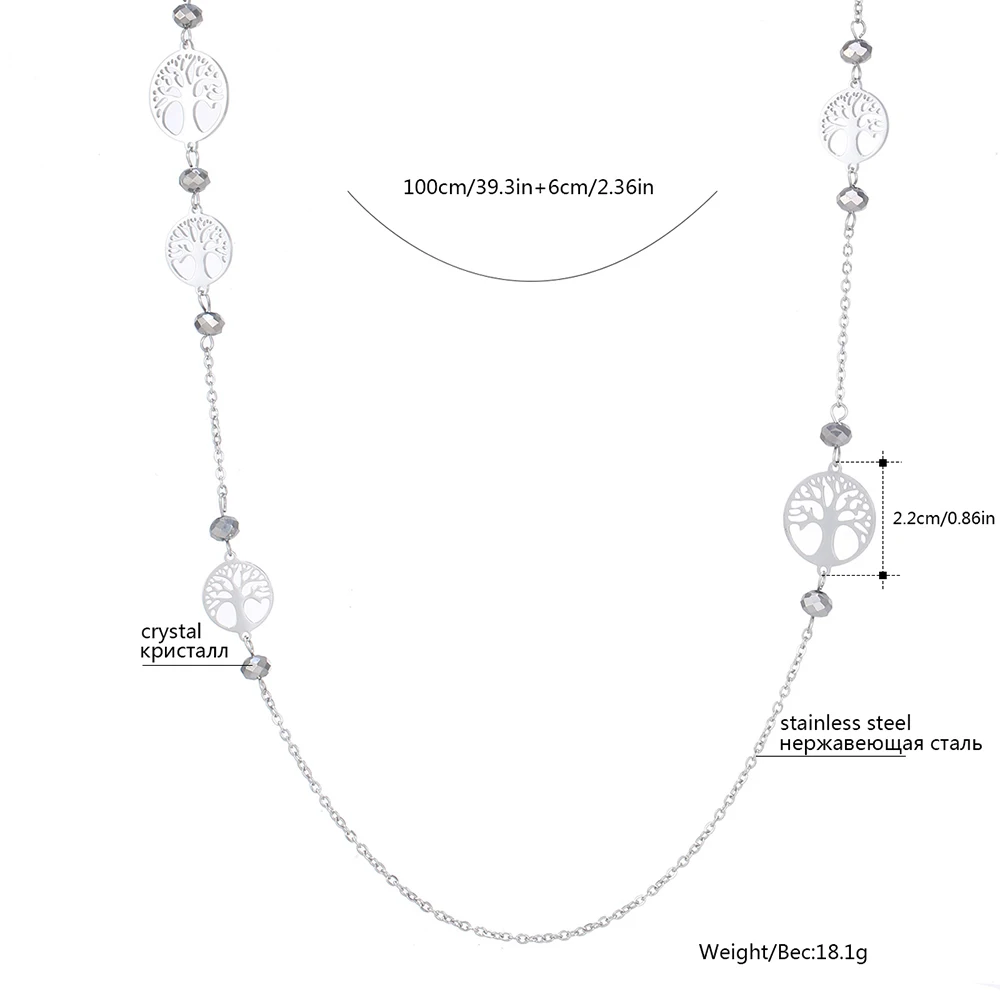 Элегантное ожерелье из розового золота Древо жизни заявление Цепочки и ожерелья Для женщин шарма ювелирных изделий из серебра длинные Нержавеющая сталь цепочка на свитер новое поступление