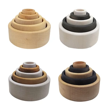 

5 Pcs/Set Children Stacking Game Learning Building Blocks Baby Wooden Stacker Toys Kids Creative Education Gifts