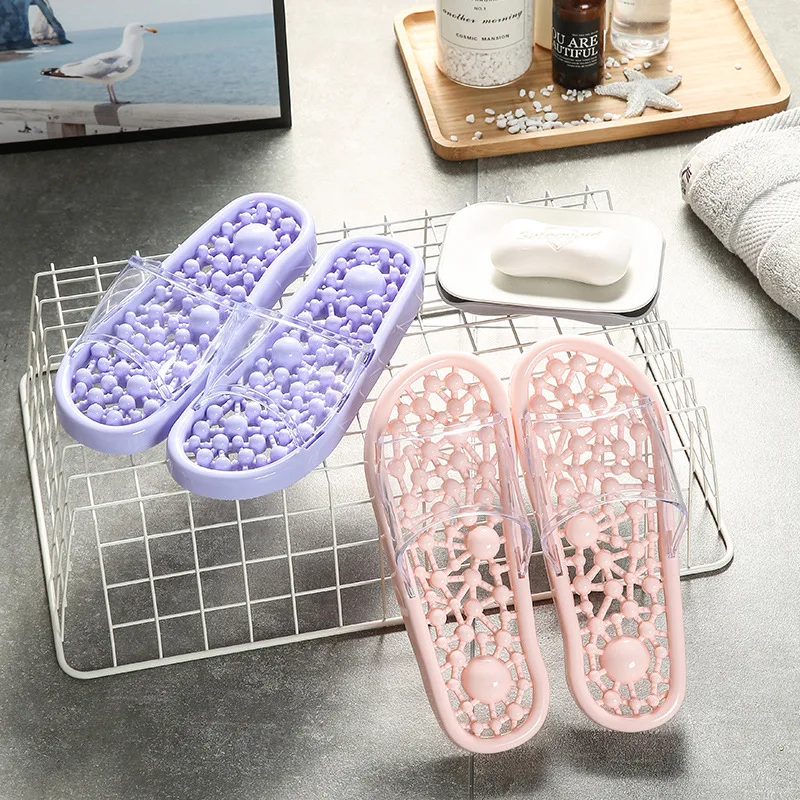 Summer acupuncture point foot massage shoes, women's indoor slippers,  household soft-soled bathroom non-slip foot massager - AliExpress