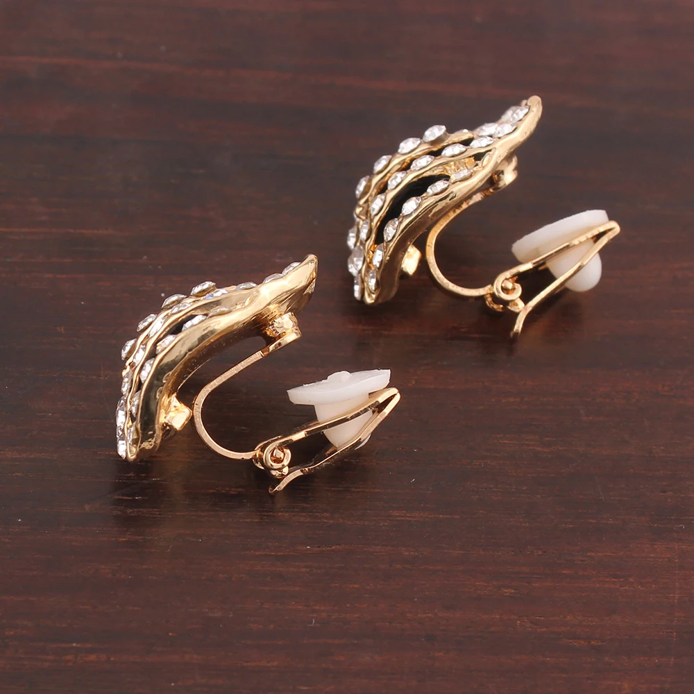 GRACE JUN Gold Black Color Flame Shape Clip on Earrings Without Pierced for Women No Ear Hole Earrings ear clip earrings clip earrings ear clip