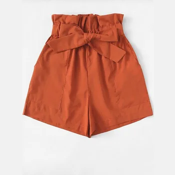 

Vintage With Belt Fashion Daily Office Lady Gift Sexy Casual Summer Soft High Waist Women Shorts Ladies Solid Loose