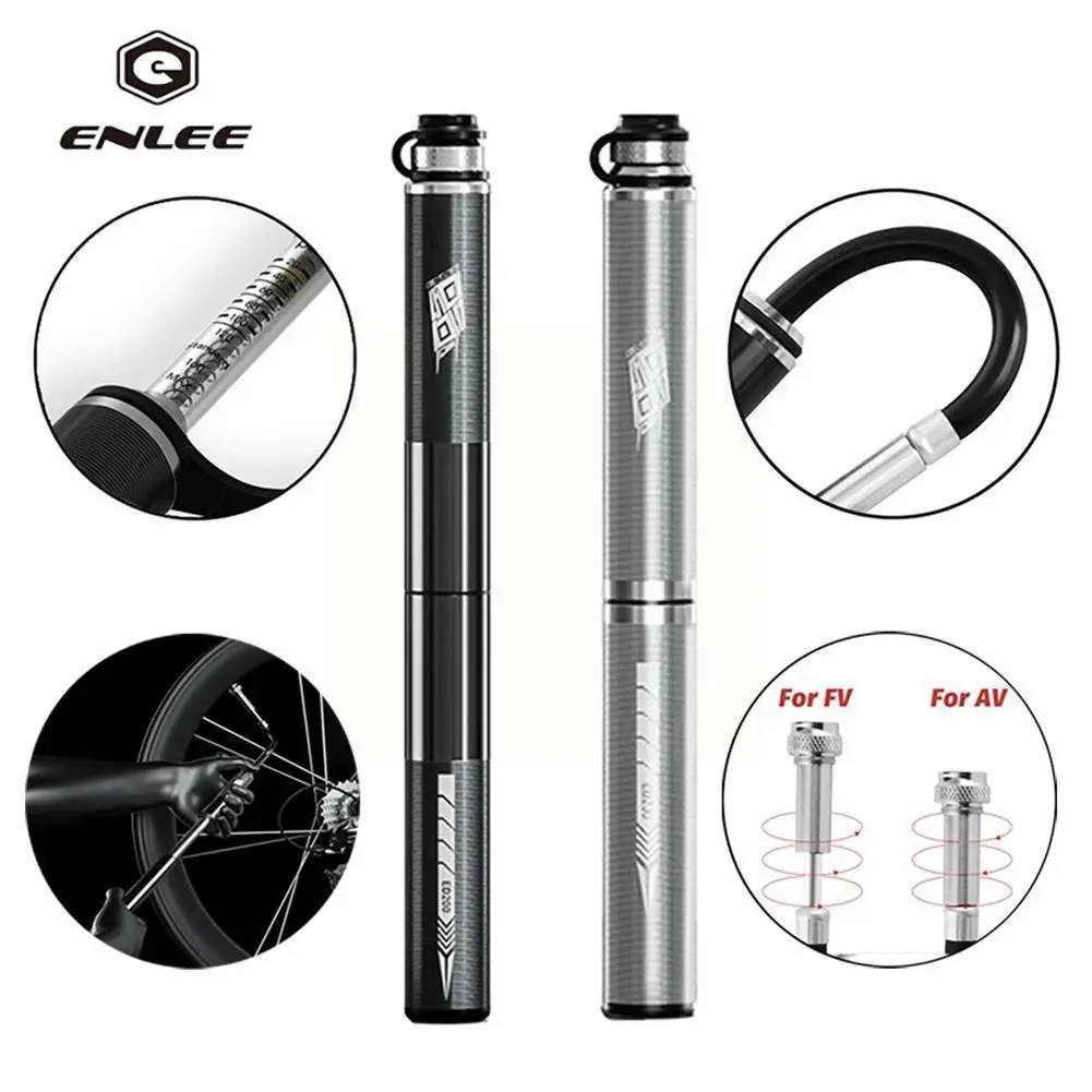 Enlee 160psi Bicycle Pump Portable Av/fv Bike Air High Mini Pumps Tire Pressure Cnc Barometer Inflater Alu K1s2 | Спорт и