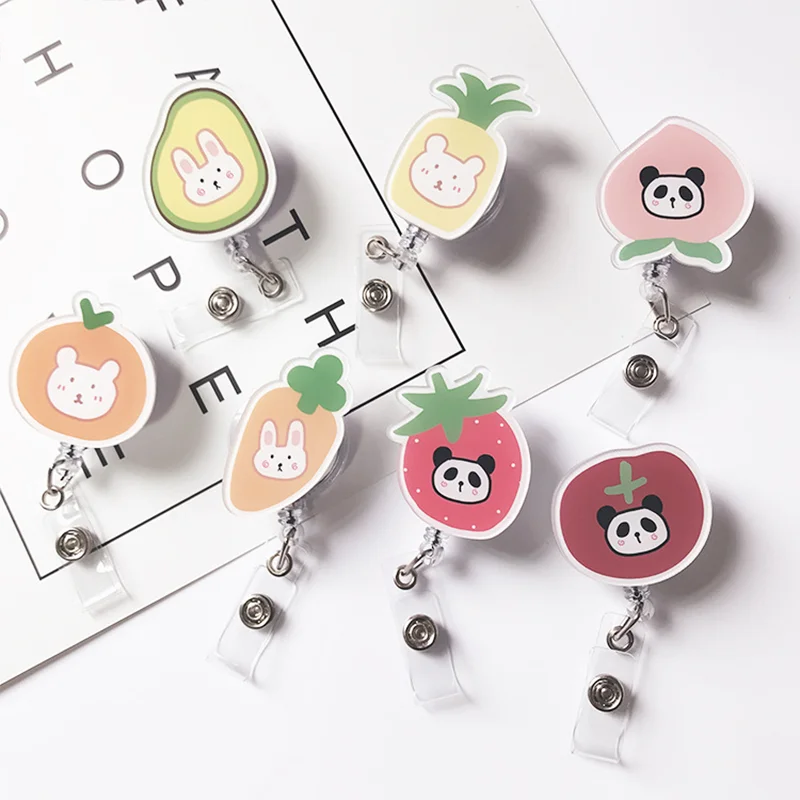 Cute Retractable Badge Reel Clip Kawaii Tag Hang Id Card Holder