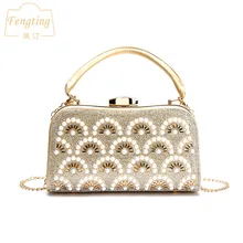 Женские вечерние сумки, золотые свадебные сумочки, клатч, сумочка с жемчугом и бисером, стразы, маленькие сумки на плечо, FTB143