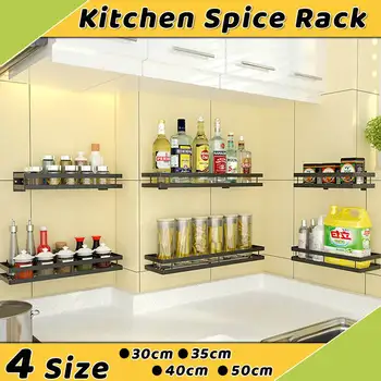 

Kitchen Organizer Wall Mount Bracket Holder Wall Storage Shelf For Spice Jar Rack Cabinet Shelves Kitchen Gadgets Supplies