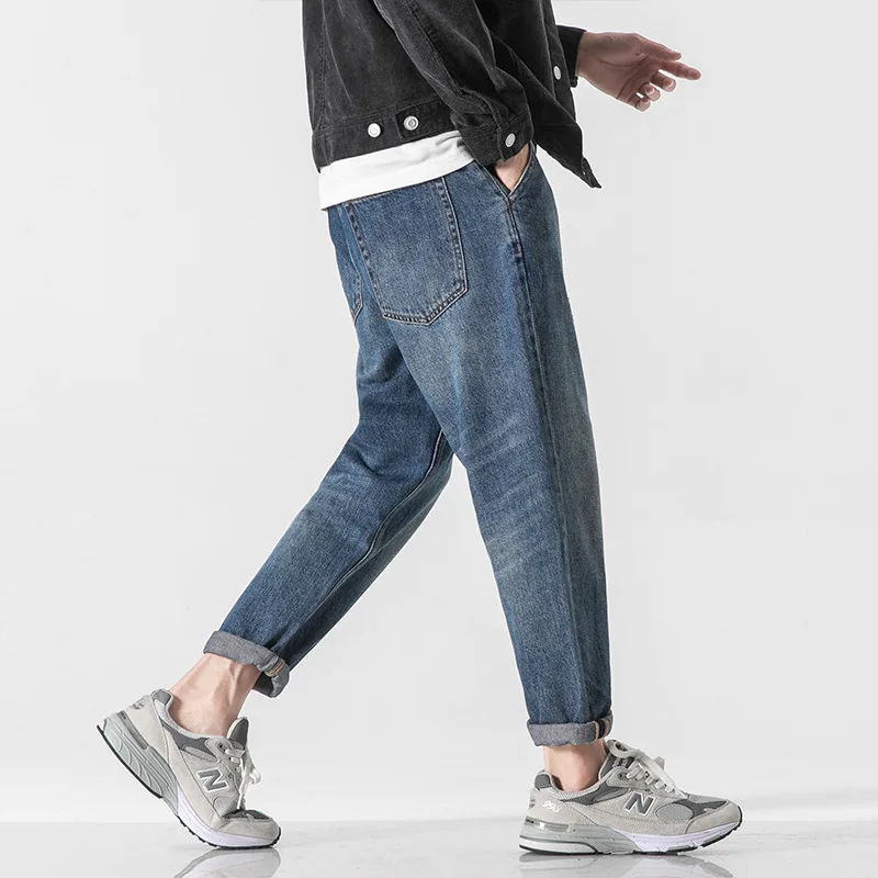 Men Jeans Fashion Loose Straight New Casual Wide Leg Pants Male Streetwear Korean HipHop Autumn Trousers Plus Size Retro Clothes 2
