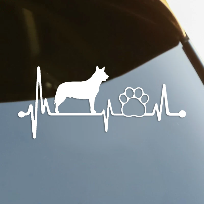 

Heeler Heartbeat Lifeline Dog Paw Die-Cut Vinyl Decal Car Sticker Waterproof Auto Decors on Car Body Bumper Rear Window #S60328