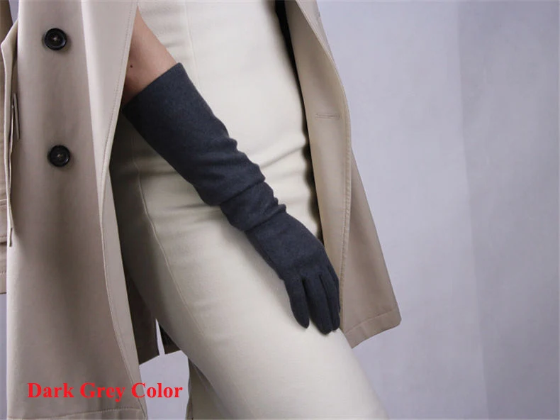 Кашемировые перчатки с длинной секцией 50 см, эластичные шерстяные Твид, маленький ароматный ветровой Вишневый розовый светильник для женщин WYR06