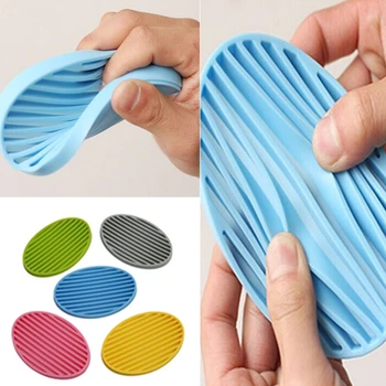 

Candy Color Fashion Silicone Flexible Soap Dish Plate Bathroom Soap Holder High Quality