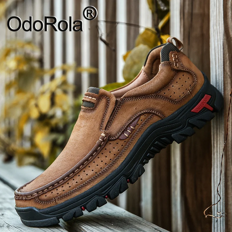 Качественная мужская походная обувь удобные нескользящие кожаные кроссовки из воловьей кожи, мужские пропускающие воздух походные ботинки, большие размеры 38-48
