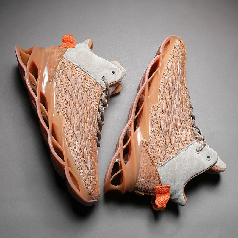 Brown Men's Basketball Sneakers Flying Weven Panda A J Shoes 3 Colors Casual Shoes Tennis Casual Shoes Sneaker - Цвет: Brown