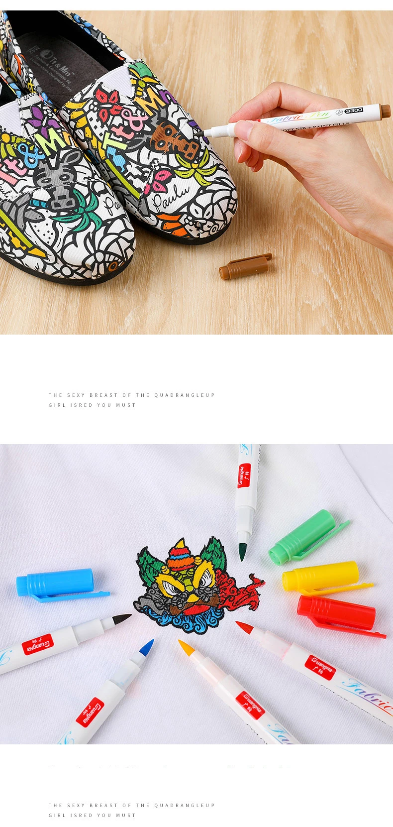 12/24 Farben Stoff Marker Stifte dauerhafte Stoff Farbe Stift weiche Pinsel Marker Stift Kleidung Leinwand T-Shirt Schuhe Kappe DIY Malerei – Detail 5