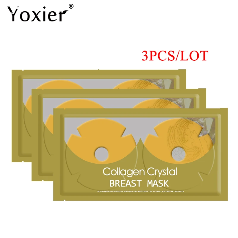 gold3pcs Yoxier коллагеновая кристальная груди, Смягчающая маска для ухода за кожей эффективный полный упругость груди увеличить герметичность большой для бюста, груди уход - Цвет: gold3pcs