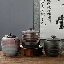 Японский стиль чайная Банка керамическая грубая керамика уплотнение банки контейнер китайский чайный набор кунг-фу аксессуары Чайная Посуда Caddy банки танки