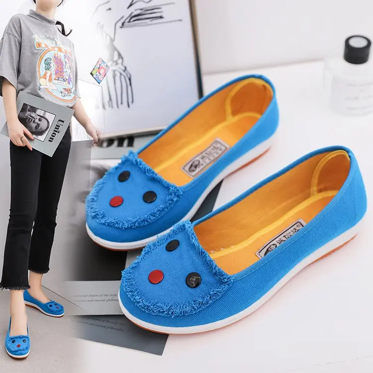 

Cute Flat Korean-style Comfortable Versatile Shoes 2020 Spring Breathable Low-Cut Flat Heel Cloth Shoes Students Casual Shoes Fa