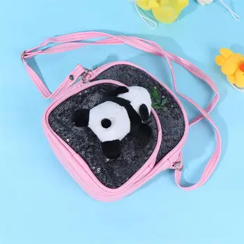 

Panda Sequins Backpack Personality Travel Bag Cartoon School Bag Practical Storage Bag for Outdoor Daily Use (Black)
