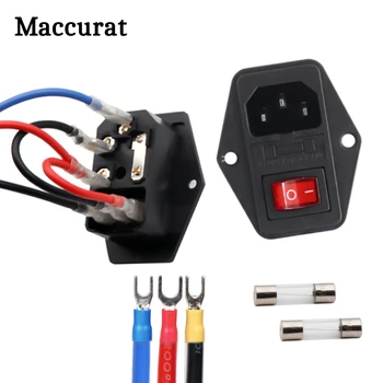 

1/2/3 PCS 10A 250V Power Switch 3 in 1 AC Part Power Outlet With Red Triple Rocker Switch Fused Module Plug For 3D Printer Parts