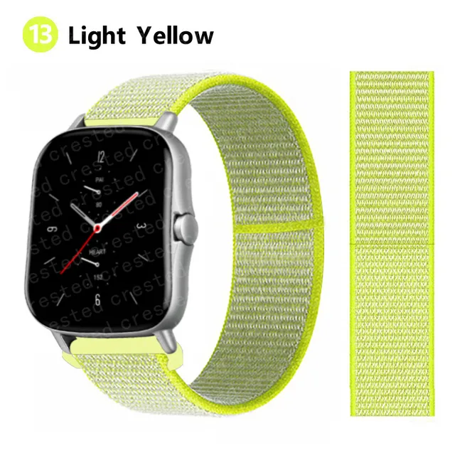 20/22mm Nylon band For Amazfit GTS/2/2e/GTS2 Mini/GTR 3 Pro 42mm/47mm/GTR2/2e/stratos 2/3 Sport Loop Bracelet Amazfit bip strap flash light 12