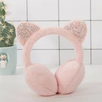 Nowe piękne zimowe ciepłe ucho kota podgrzewacze Glitter uszy pluszowe nauszniki dla kobiet zabawne dziewczyny nauszniki ochrona przed zimnem ciepłe gorące 3