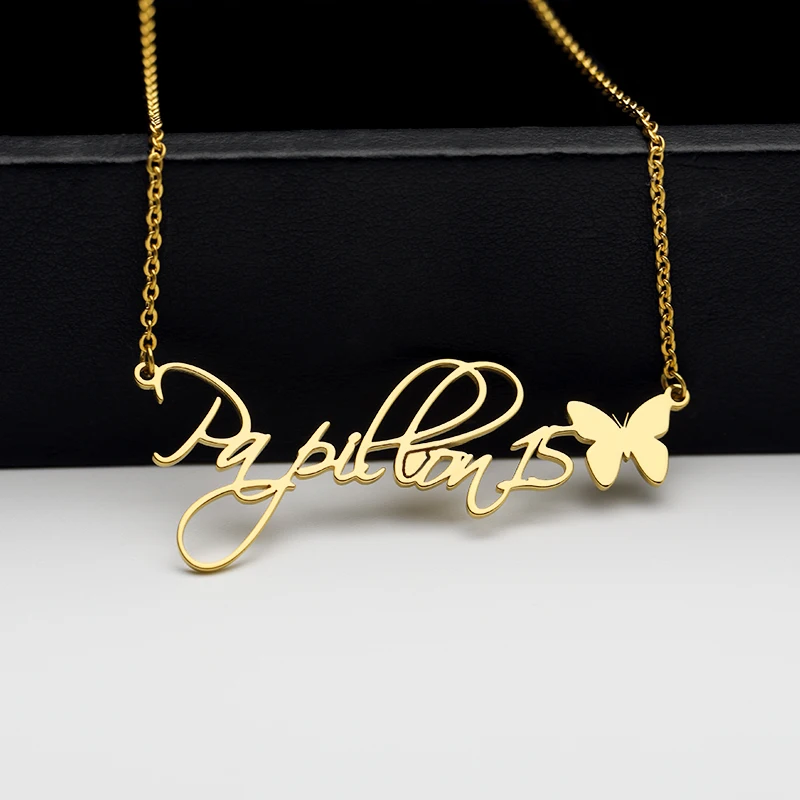 Персонализированные ожерелья-подвески из нержавеющей стали с изображением бабочки, персональная буква, ошейник ручной работы, Женские Ювелирные изделия