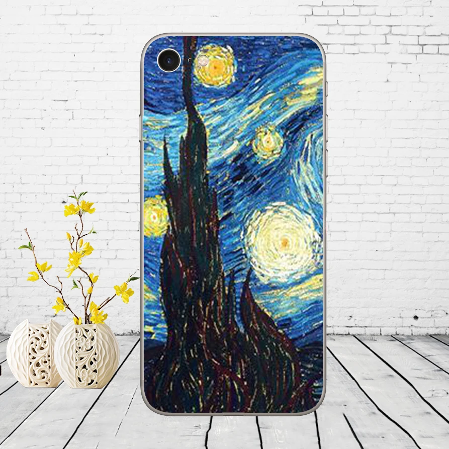 255DD Vincent van Gogh sunflower cherry blossom starry sky series Cover Case for iphone 5 5s se 6 6s 8 plus 7 7 Plus X XS SR MAX iphone 8 wallet case