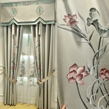 

High-End New Chinese-Style High-Precision Single-Flower Bedroom Curtains Curtains for Living Room