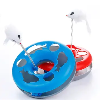 

Pet Cat Toys Turntable Spring Mouse Toy Plastic Cat Carousel Puzzle Crazy Amusement Disk Cat Kitten Teaser Pet Interactive Toys
