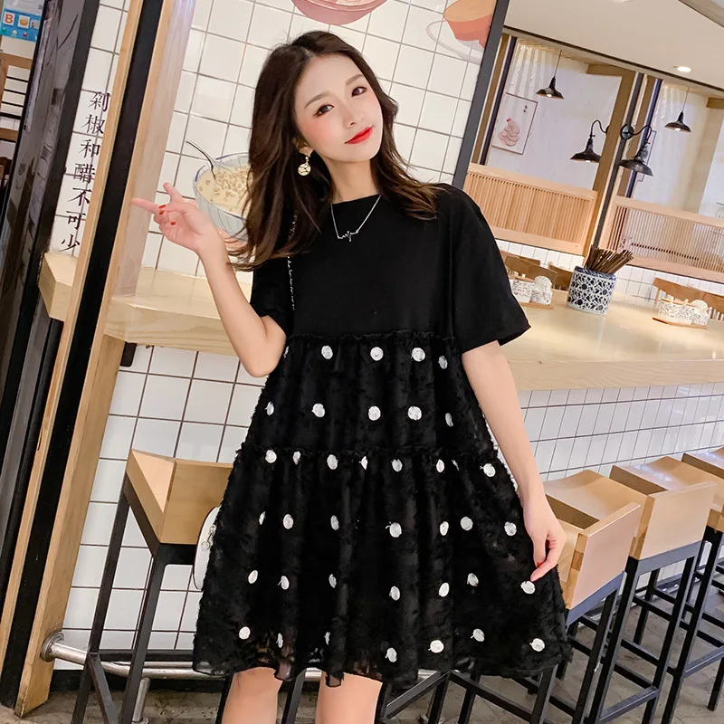 

Pregnant Women Dress Summer 2019 New Style Fashion Models Polka Dot Summer Short-sleeve Dress Korean-style Loose-Fit Pregnant Wo